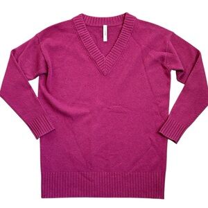 Athleta V-Neck Wool Cashmere Long Sweater Women’s S Plum Oversize